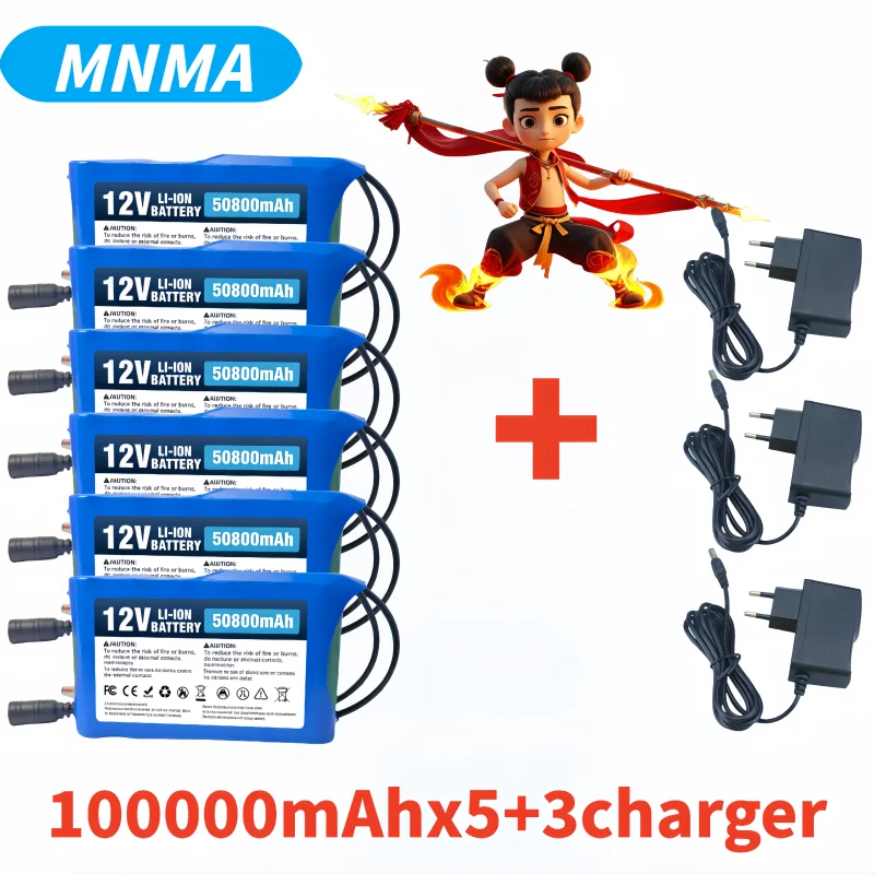 

NEW Portable Super 12V 10000mah Battery Rechargeable Lithium Ion Battery Pack Capacity DC 12.6v 100Ah CCTV Cam Monitor +Charger