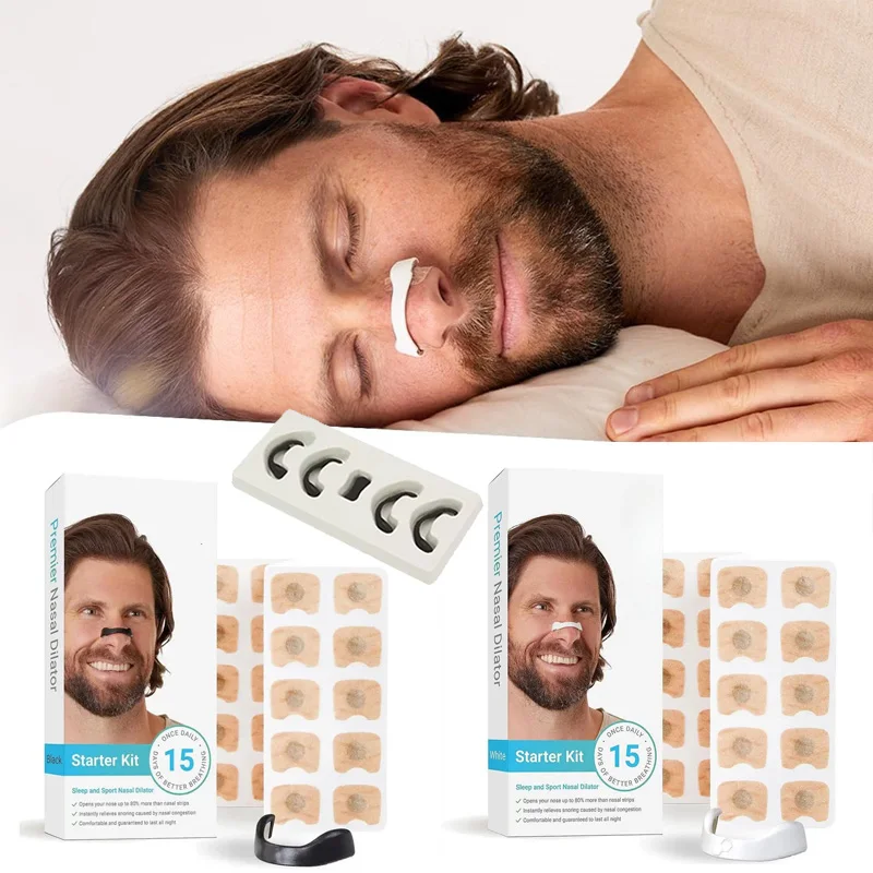 Dilatador Nasal deportivo, dilatadores de respiración Nasal para dormir, Kit de inicio, tiras para respirar la nariz, tiras nasales magnéticas para