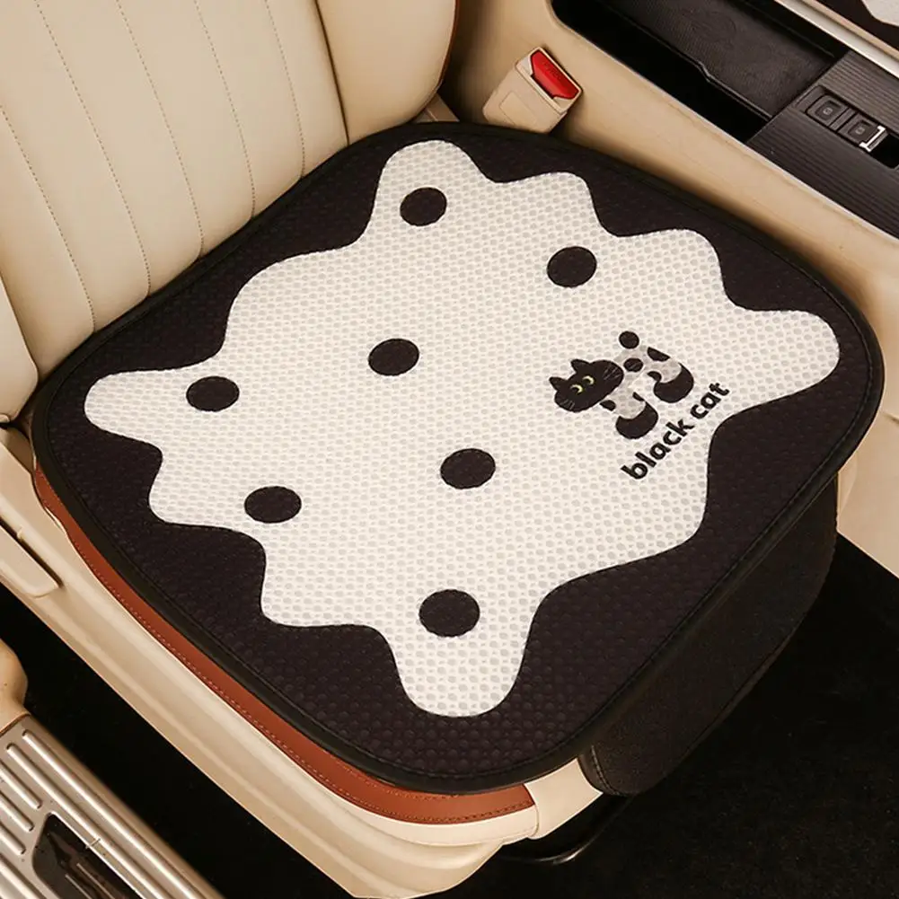 Cute kitten mesh honeycomb breathable fabric car seat cushion is cool and soft, suitable for most car models, free to match.