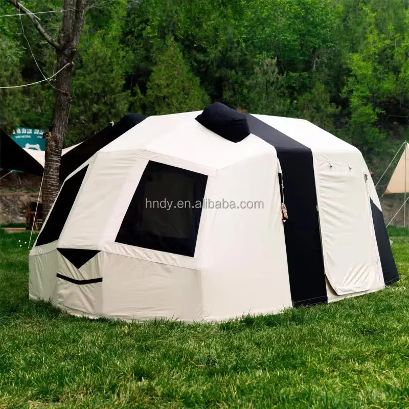 4 Season Luxury Double Layer Portable Oxford PVC Waterproof Inflatable Tent UV Protected Large Family Camping