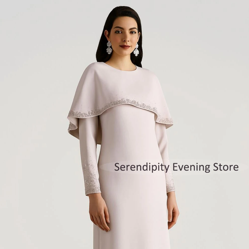 Customized Luxury Mother of the Bride Dresses Long Sleeves Beading Cape Wedding Guest Gowns Women 2026 Formal Party Dress Long