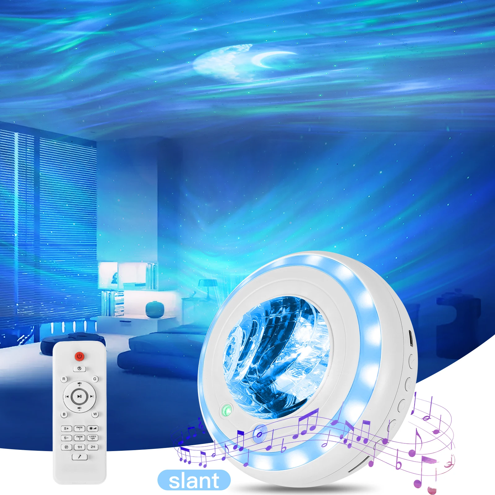 Laser vortex starry sky lamp projector night light Bluetooth audio atmosphere lamp room bedroom romantic starry sky lamp