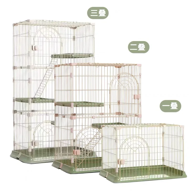 

New Arrivals Stainless Steel Multi-size Pet Cage Matcha Colors Eco-friendly Paint Indoor Cat House Large Pet Cat Cage