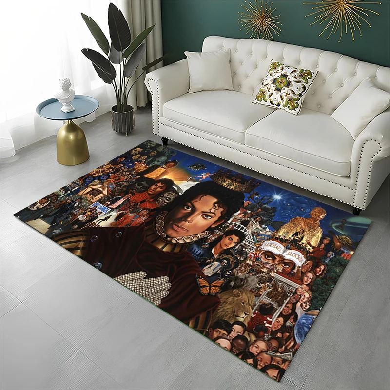 Retro MJ Michael Jackson King of Pop Non-Slip Area Rug for Living Room Bedroom Playroom,Carpet Floor Mat for Home Decor Holiday