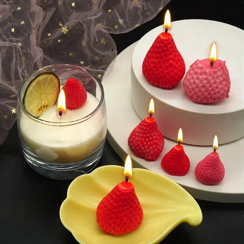 2026 Latest Model 3D Strawberry Candle Silicone Mold DIY Handmade Candle Making for Valentine's Day Party Home Decor Birthday
