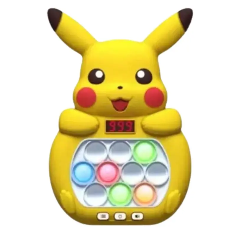 New Pikachu Quick Push Game Pop up Fidget Bubble Electronic Pop it Pro Game Light Stress Relief Toy Adult and Children\'s Gift Bo