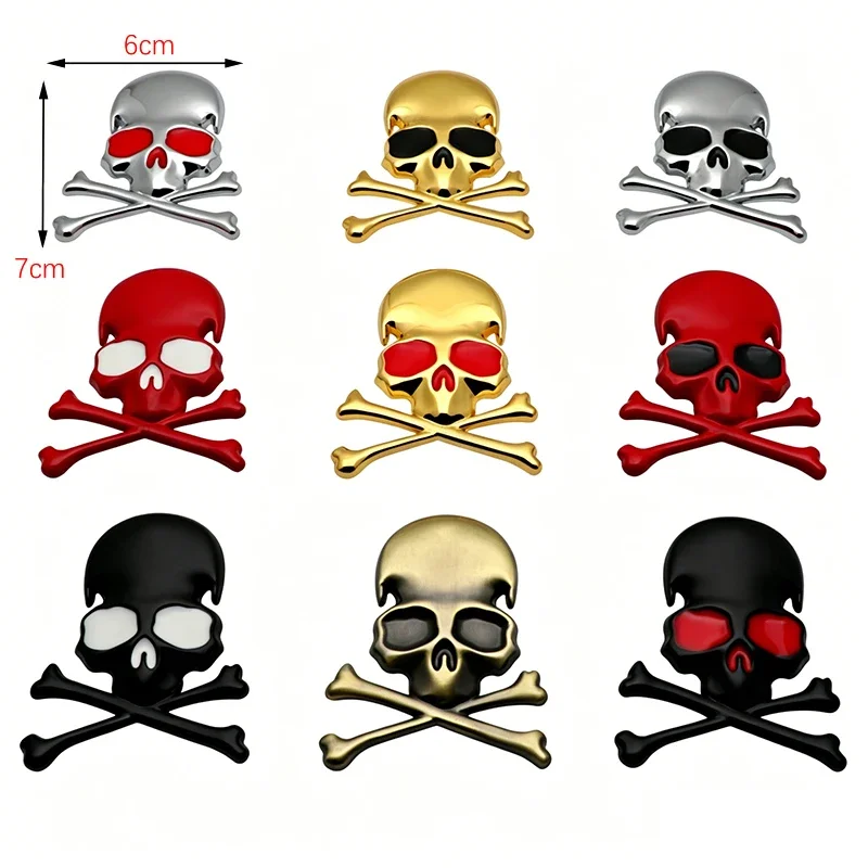 1pcs 3D Metal Funny Skull Emblem Car Body Trunk Fender Badge Sticker Decal For BMW Jeep Audi Benz Car Styling Accessories