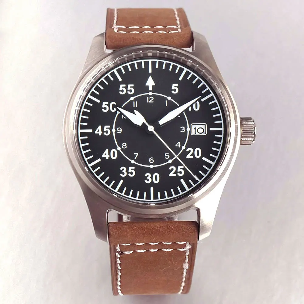 Automatische Pilotenuhr für Herren, 39 mm, Miyota8215, 20 bar, wasserdicht, mechanisch, Retro-Fliegeruhren, Saphirglas, 316L-Stahl – Detail 24