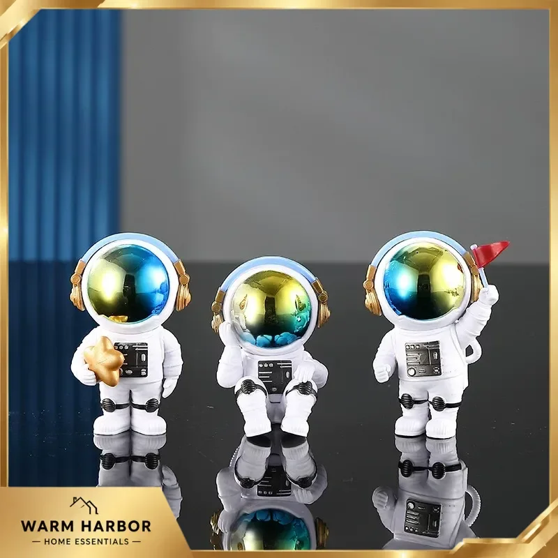 Astronaut Figurine Set Space Explorer Model Cosmic Statue Desktop Decor Home Decoration Collectible Gift Galaxy Theme Ornament