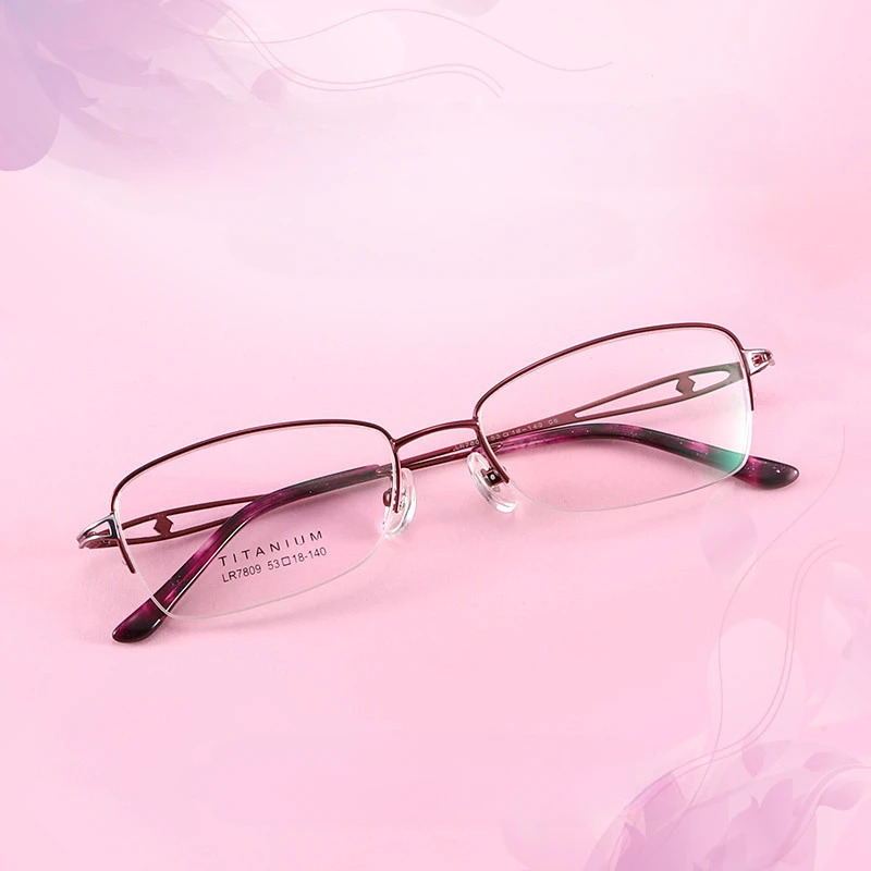 

53-18-140 Pure Titanium Glasses Female Business Semi-Rimless Optical Prescription Customization Myopia Hyperopia Progressive