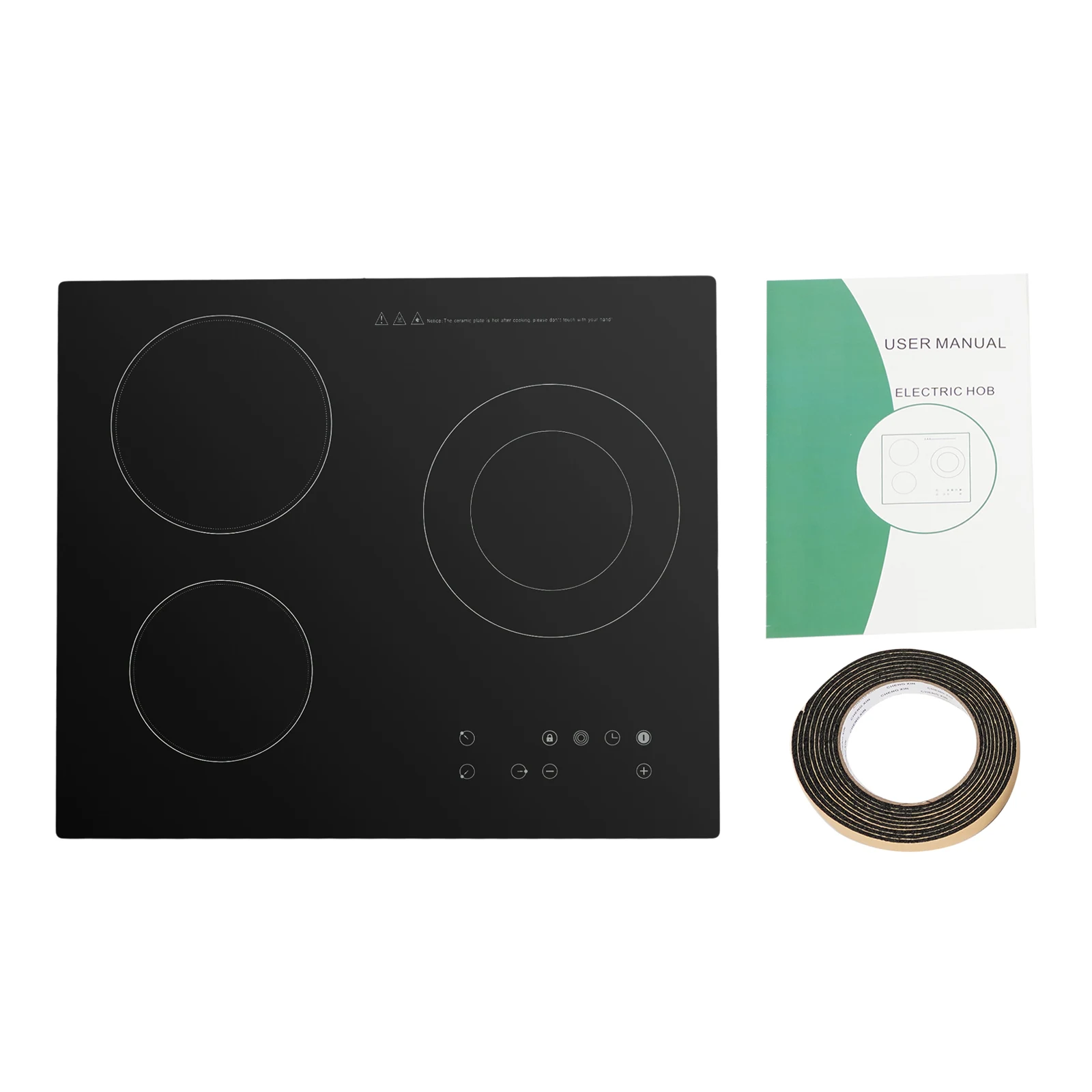 3口電気コンロ 110v 23インチ 電気ストーブ カウンタートップ＆ビルトイン 9段階出力調整 2600W 電気コンロ プラグなし