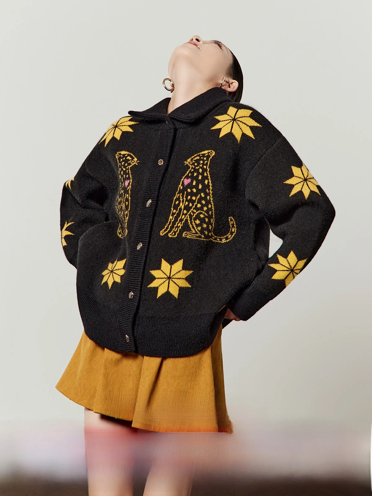 

Bla Knitted Sweater Coat Women's Collar Flip Color Blo Tassel Long Sve Loose Fit Vintage Sle Winter New Arrival