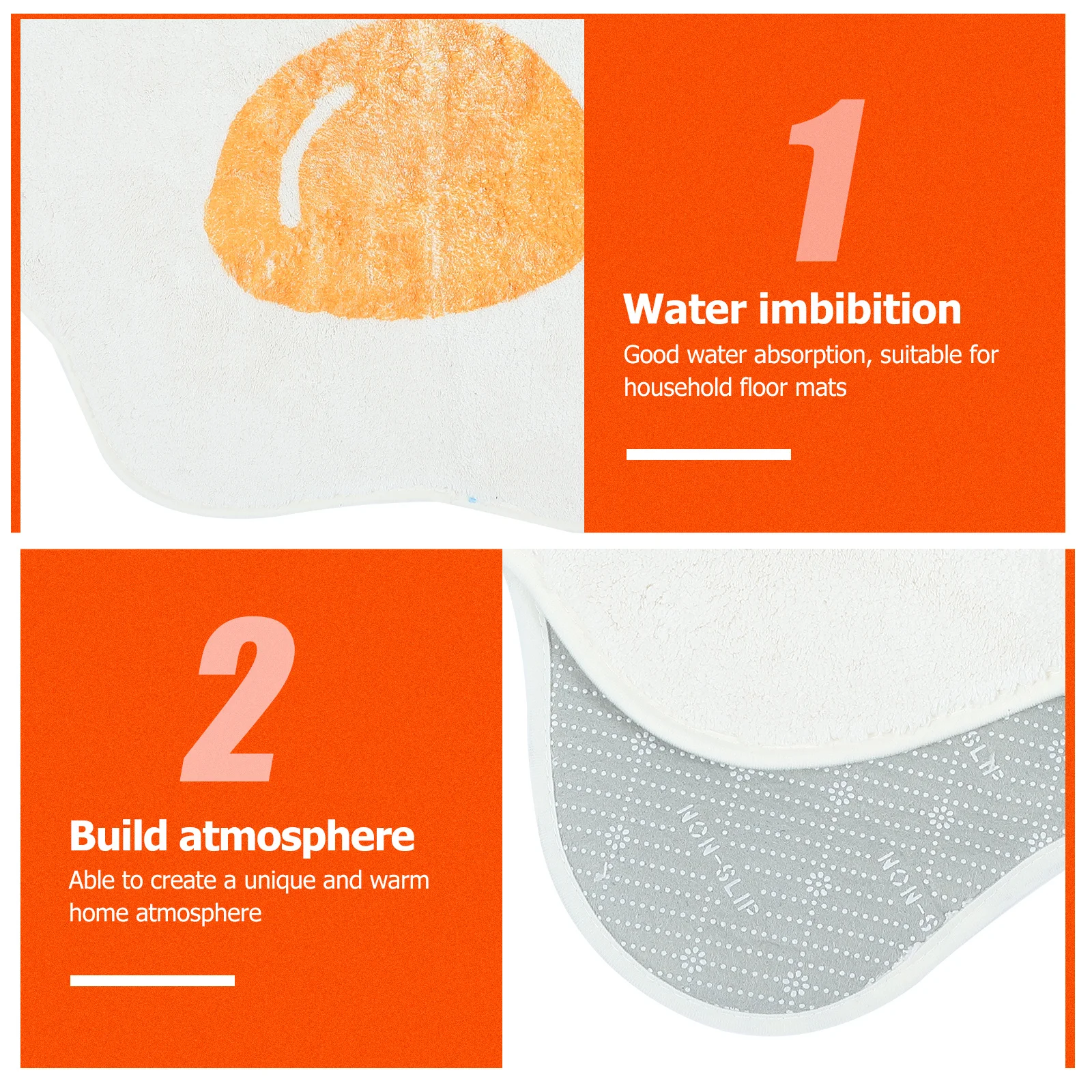 

Premium Shaggy Lambswool Floor Mat Poached Egg Design Non-Slip Water Absorbent for Bathroom Bedroom Home Decor Cartoon Anti-Skid