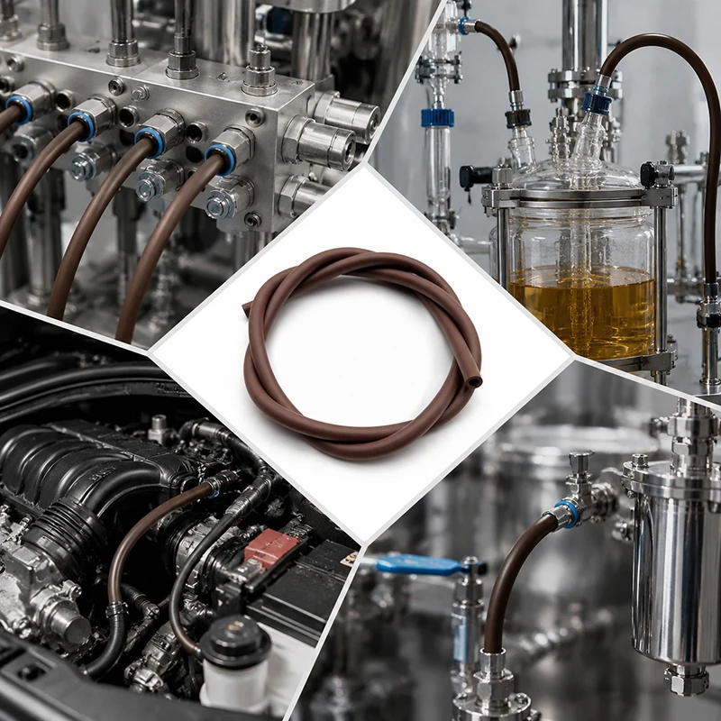 Brown Vitons FKM Fluorine Rubber Hose ID 2-14mm Chemical Oil High Temp Resistant Tubing Industrial Fluid Transfer Pipe