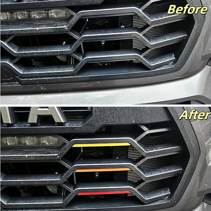 3Pcs Car Three Color Grille Decorative Strip Front Grille Modification Sticker External Accessories Suitable For Toyota Tundra.