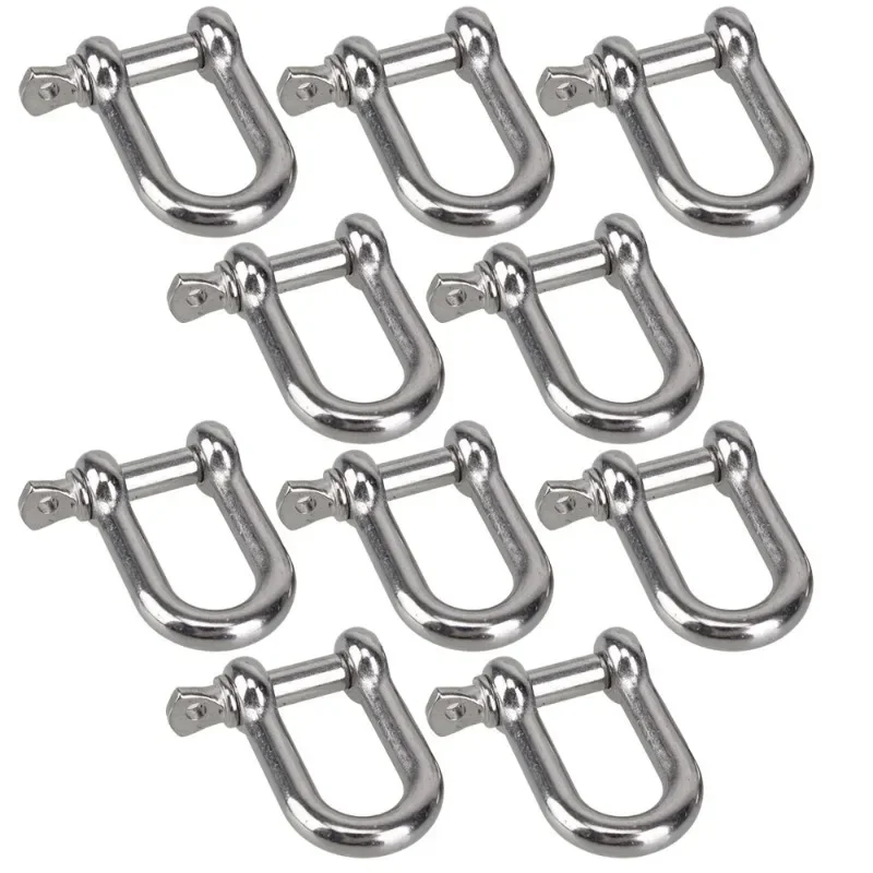 

M6 D Type Shackle Short Paragraph Rigging 304 Stainless Steel 1/4 inch Shackle Hooks boat rigging hardware Pack of 10