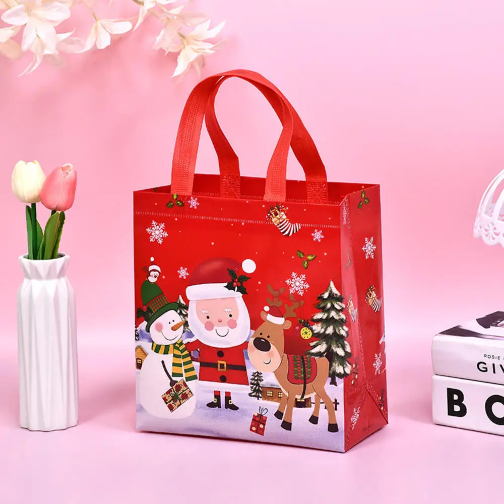 Christmas Non Woven Gift Bag New Year Party Decoration Candy Cookie Bag Santa Claus Snowman Xmas Favor Packing Bags