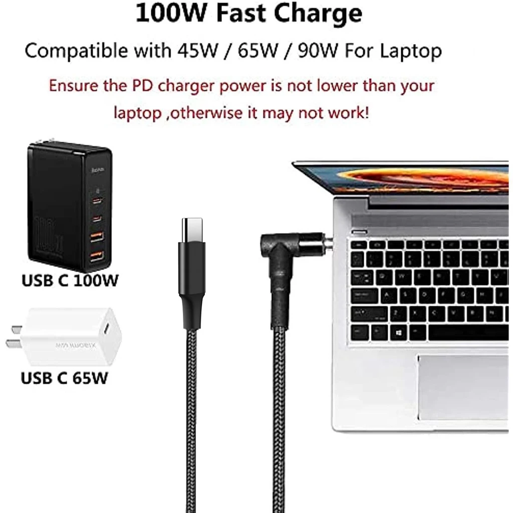 100W typ C do 5.5x2.5mm męski konwerter kabel DC notebooki przewód do szybkiego ładowania USB C PD do laptopa Asus Lenovo Toshiba (18-20V)