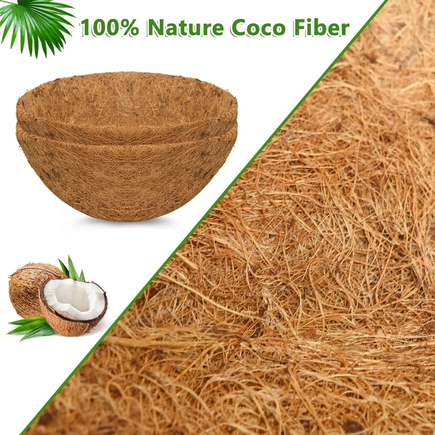 Natural Coconut Fiber Liner Flower Basket Round Hanging Basket Home Balcony Wall Planter Coconut Fiber Replacement Liner