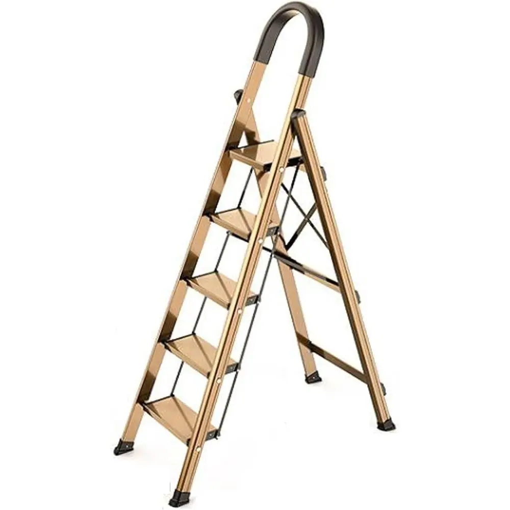 

Heavy-Duty Steel Folding Ladder Stool with Wide Steps, Portable Anti-Slip Collapsible Kitchen Step Stool for Stability and Conve