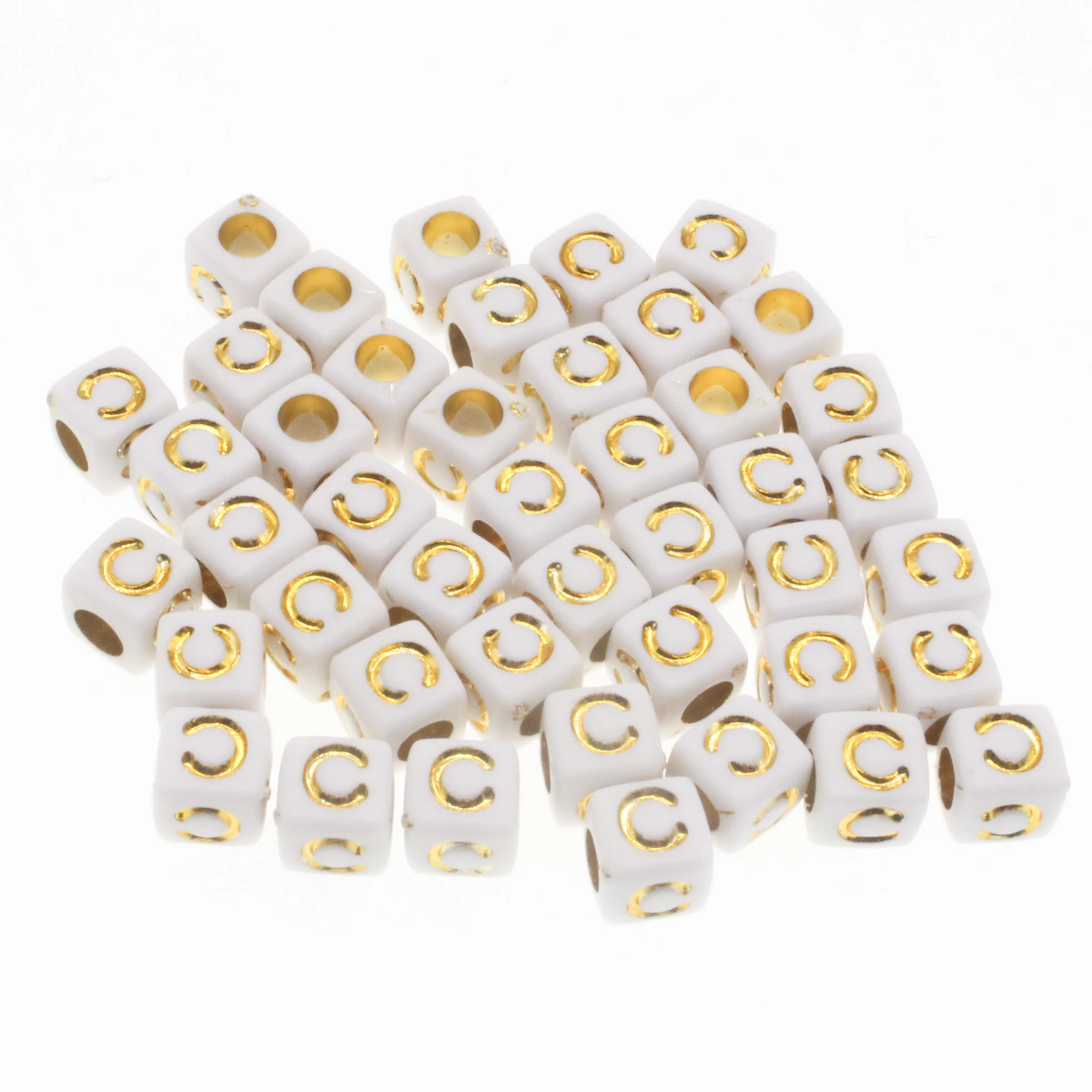 CHONGAI 100Pcs Square Acrylic Letter Beads Single Alphabet White Gold Color Letter  Bracelet Jewelry Beads&Jewelry Making 6mm