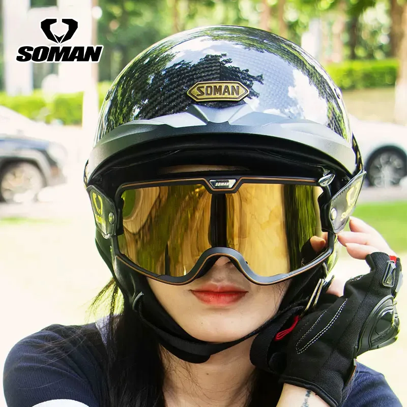 Motorcycle Helmet Riding Open Half Helmet ABS Sunscreen Four Seasons Comfortable Ventilation Crash Headpiece DOT Half Helmet