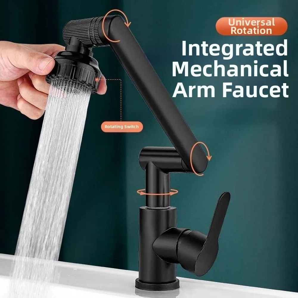 Modern Universal Robotic Arm Faucet Flexible Adjustable Dual Mode Faucet Plastic Baked Paint 360°Rotating Bibcock Bathroom