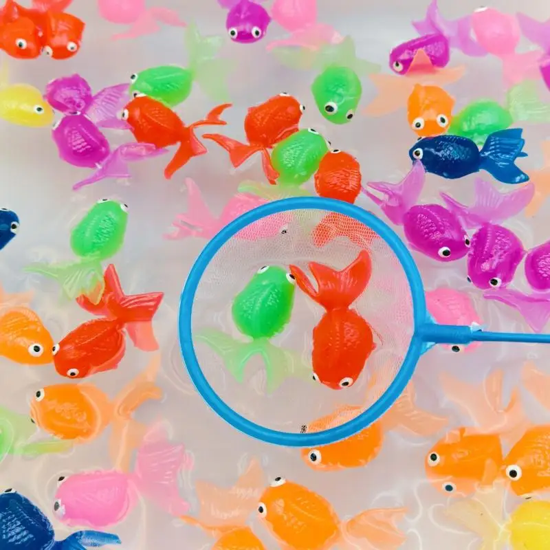 【F】Simulation Goldfish Toy Soft Rubber Colored Fake Goldfish Model Kindergarten Fishing Outdoor Baby Water Play Toy Gift