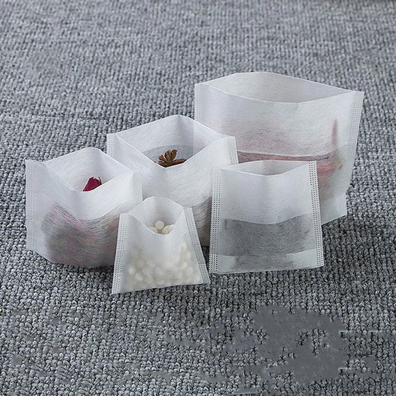 100Pcs Non-woven Disposable Empty Teabag Filter Herb Tea Infuser Strainer Supply
