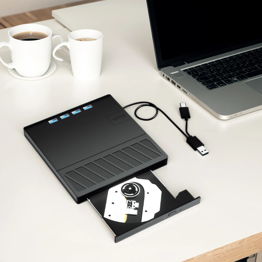 Портативный CD-DVD-плеер 7 в 1 USB 3.0 типа C с портом SD/TF, тонкий оптический диск для Windows XP/7/8/10/11, ноутбука, настольного компьютера