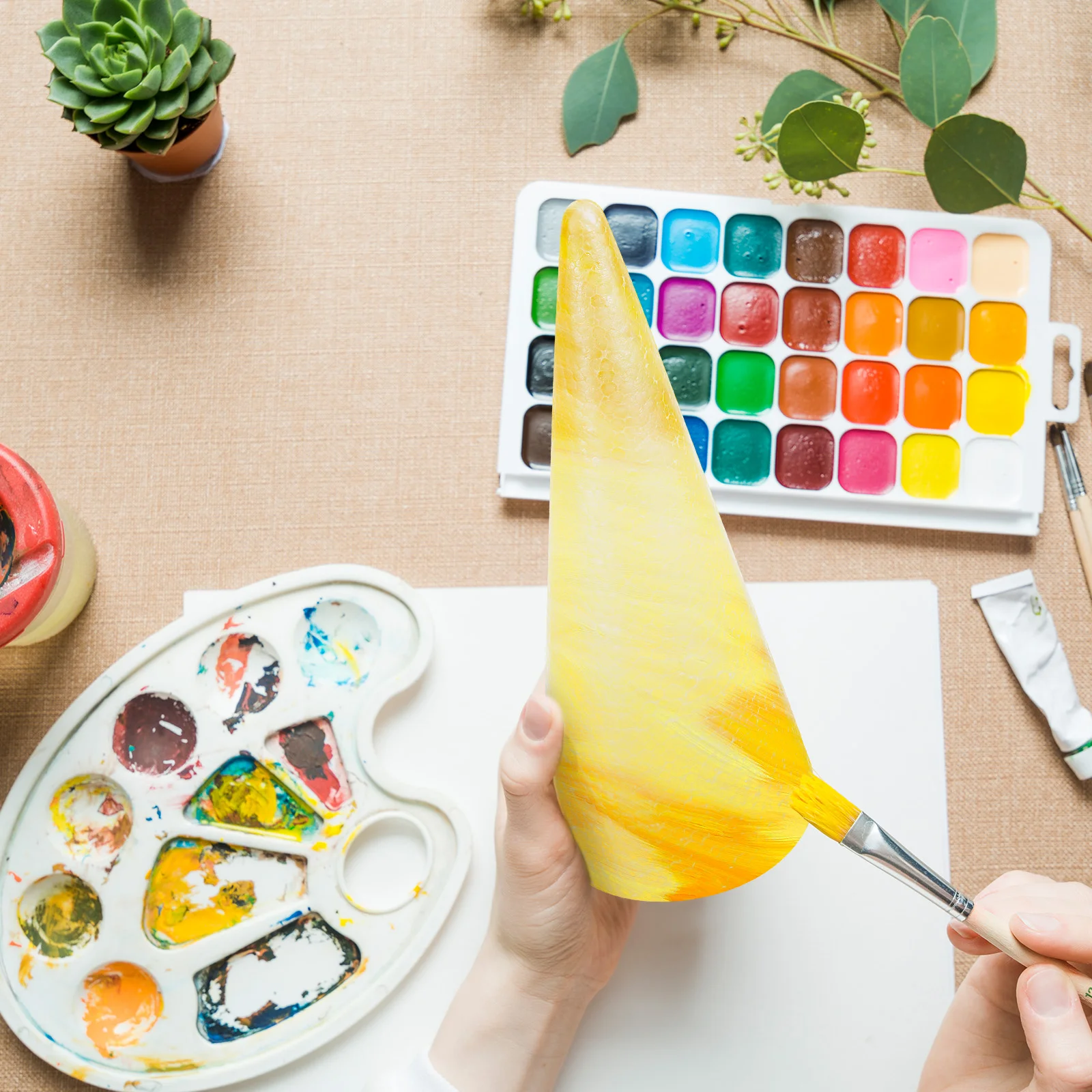 2 pezzi fatti a mano cono solido bianco per bambini accessori cono artigianale fai da te cono per la casa per ornamento artigianale di Natale