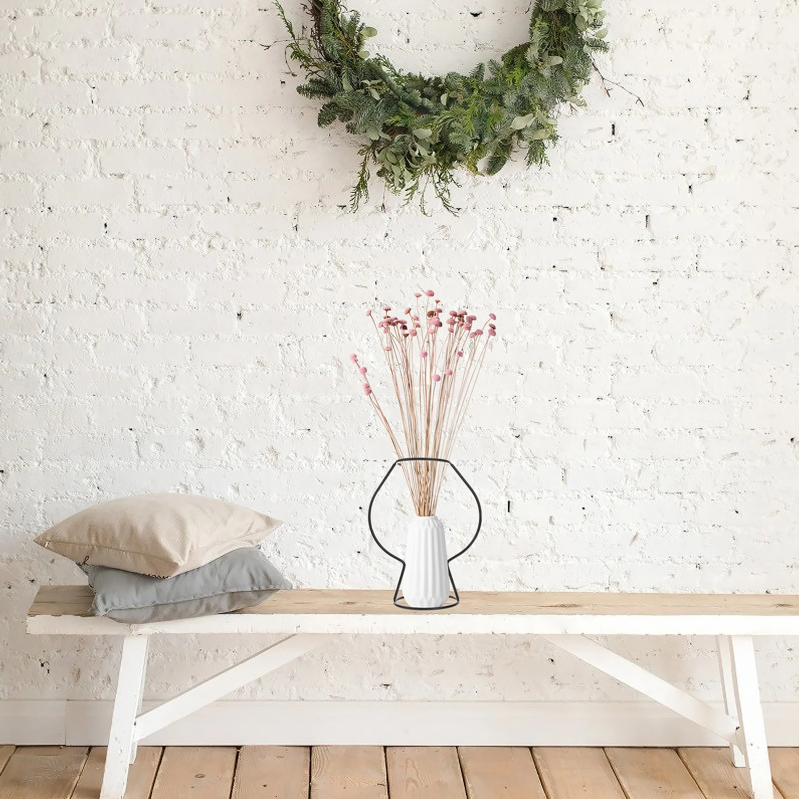 

Modern Iron Flower Vase Shelving Dried Floral Display Succulent Planter Glass Frame Iron Art Plant Case