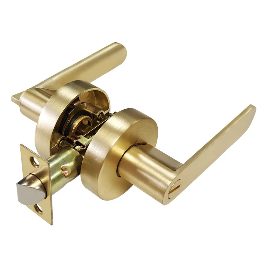 Room Door Lock- Round Door Lock- Interior Door Handle Lock- With Lock- Core/latch Aluminum Alloy Handle Lock