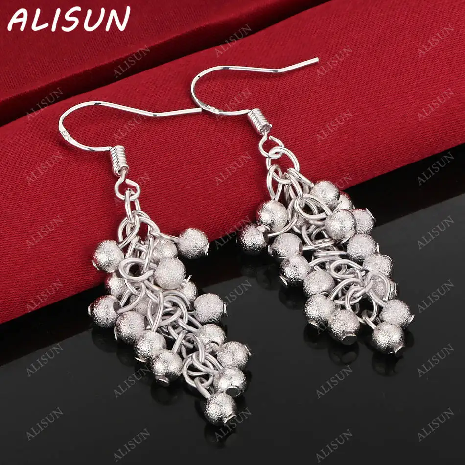 

ALISUN 925 Sterling Silver Grape Beads Earrings Drop Earrings Anniversary Gift Popular Wild Fashion Romantic Jewelry