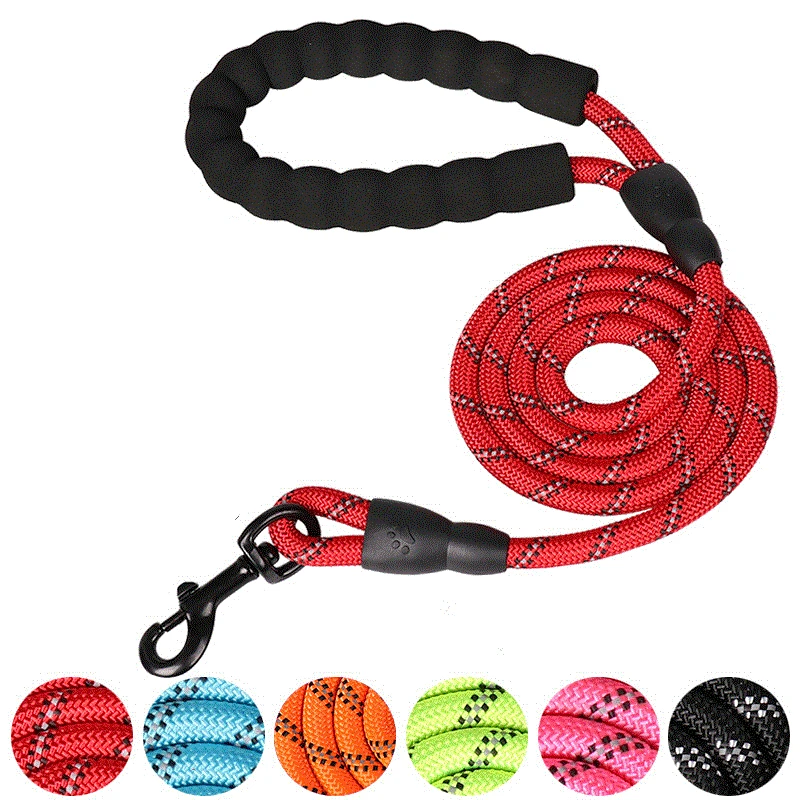 1.5M Long Pet Leash Reflective Strong Dog Leash with Comfortable Padded Handle Heavy Duty Training Durable Nylon Rope Leashes