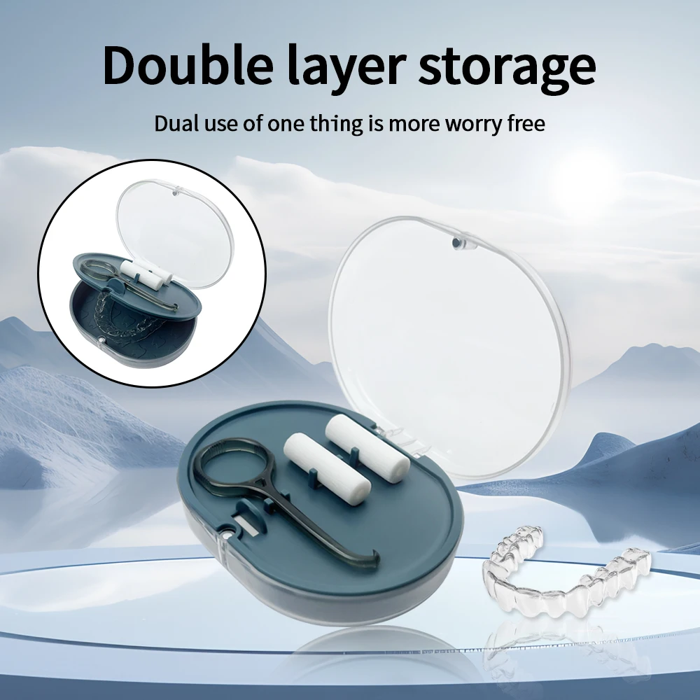 2 Layers Orthodontic Retainer Braces Storage Box With Hook Chew Stick Denture Cleaning Tooth Storage Portable Case  Waterproof