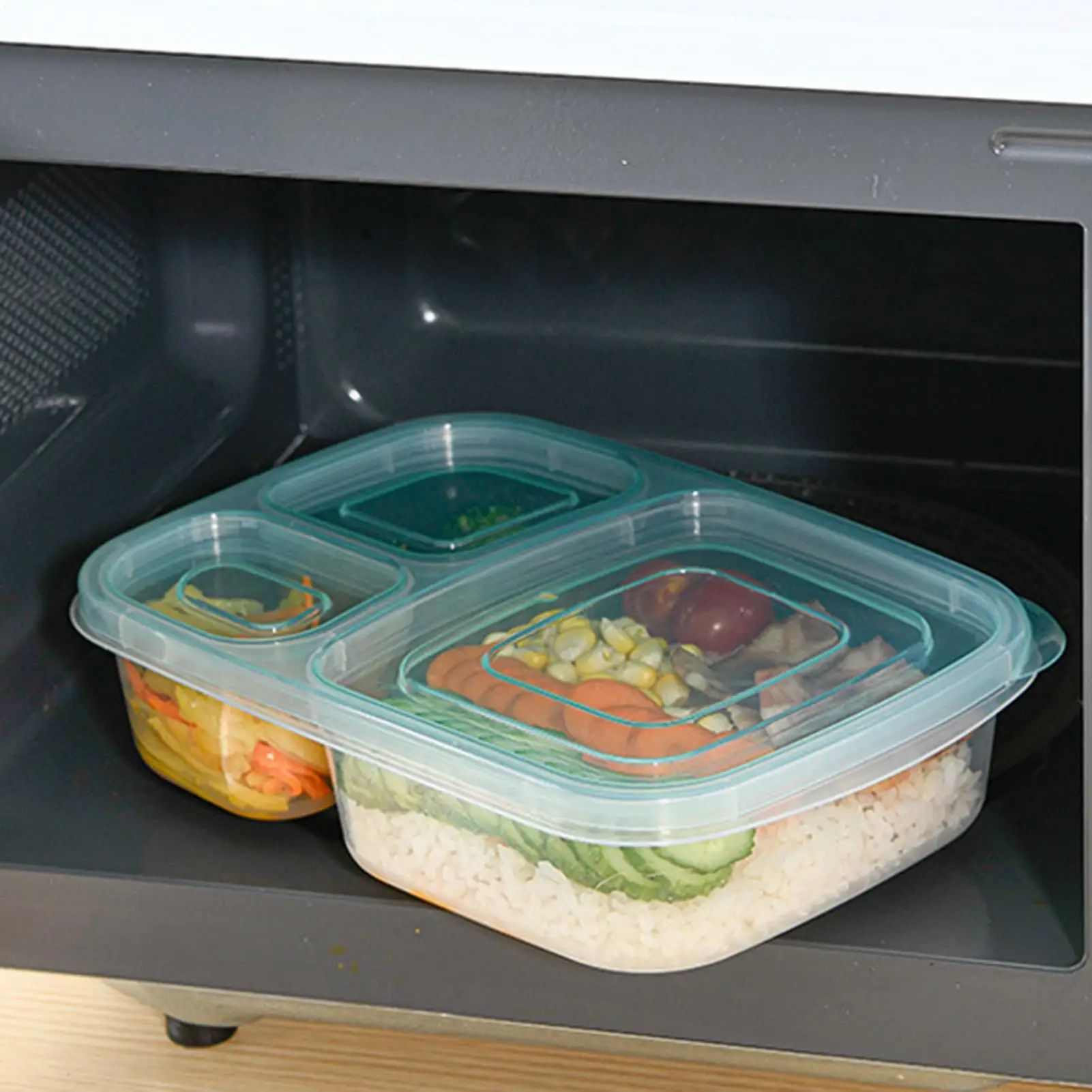 Meal Prep Containers 3-Compartment Meal Box School Food Container For Home Office Camping Picnic School Restaurant Microwave