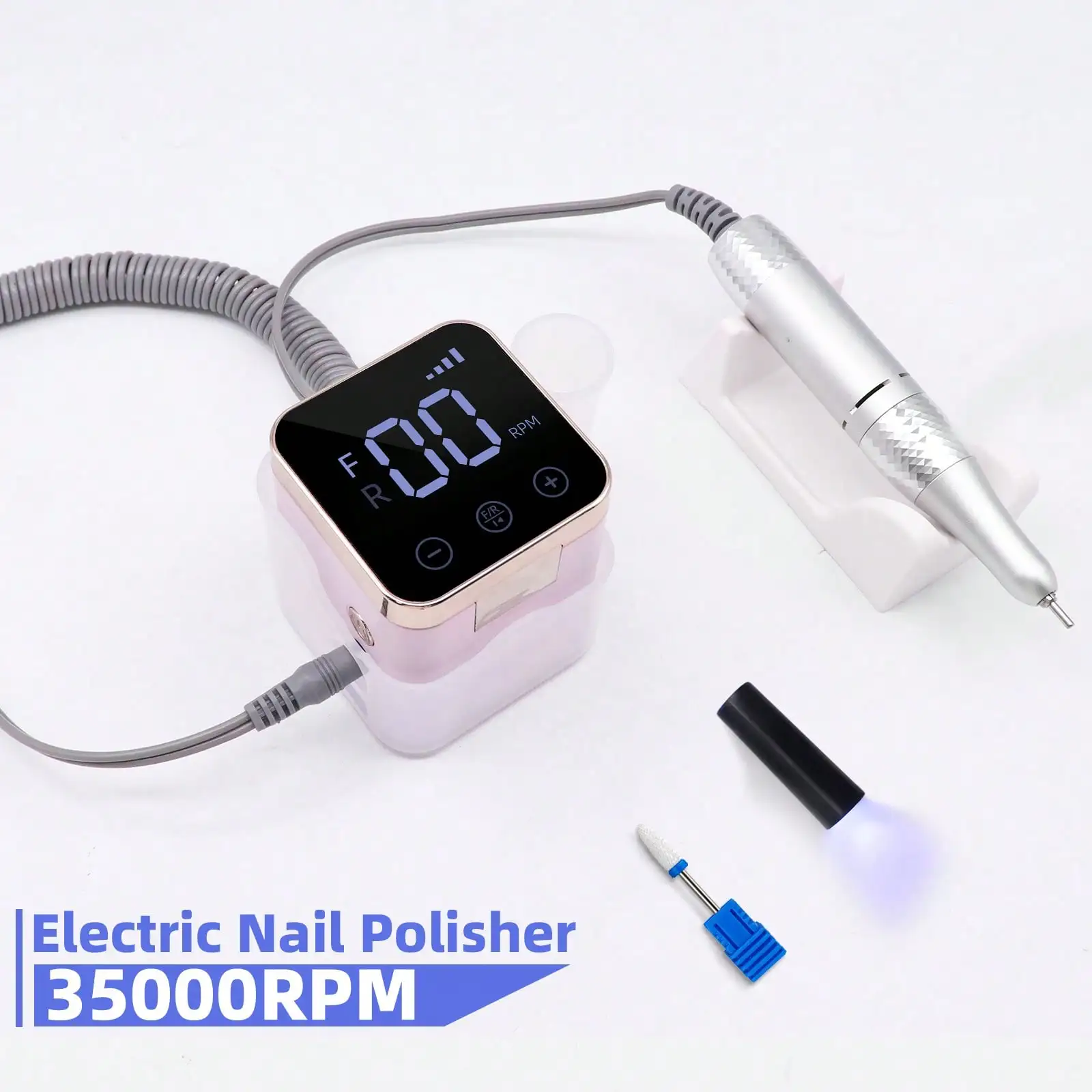 Profesjonalna elektryczna frezarka do paznokci 2 w 1, akumulatorowa, 3000mAh, 35000 obr./min, przenośna polerka do paznokci M