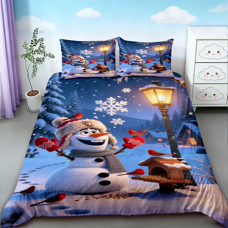 3pcs Christmas Themed Printed Duvet Cover Set 1 Duvet Cover 2 Pillowcases Holiday Bedding Machine Washable Decoration Holiday