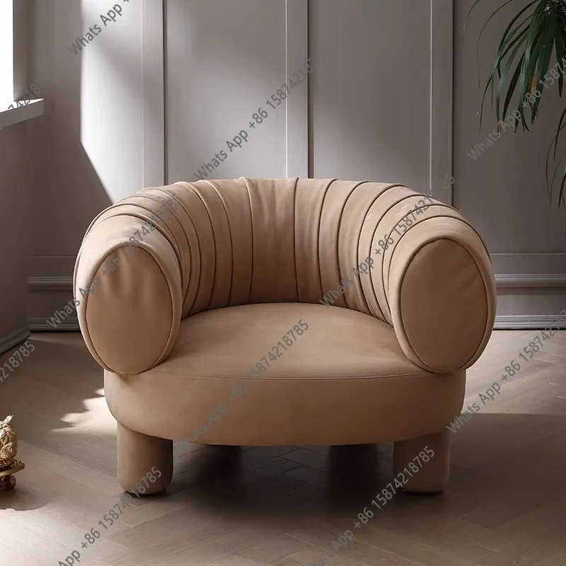 

Medieval style living room Light luxury living room Single sofa chair Nordic modern simple velvet low back casual