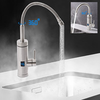 360° Rotatable Electric Faucet, 3000W Instant Heating, LED Temp Display, Safe & Durable, ABS+Stainless Steel, EU Plug