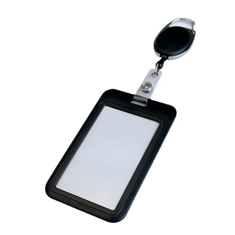 

Plastic Badge Holder with Badge Reel Working Permit Case Clip Set for Nurse Staff Office Exhibition ID Tag Pass Work Card Cover