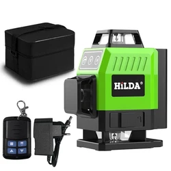 Hilda 16 Lines 4D Laser Level  Green Laser Beam Self-Leveling 360 Vertical Horizontal with Receiver Tripod