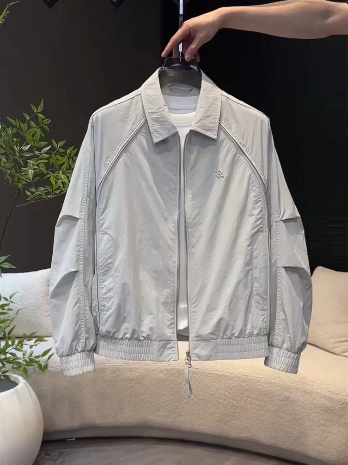 

Свободный крой, мужской повседневный модный джет, весна-осень, сезонный дизайн, отложной воротник, прочная полиэфирная ткань