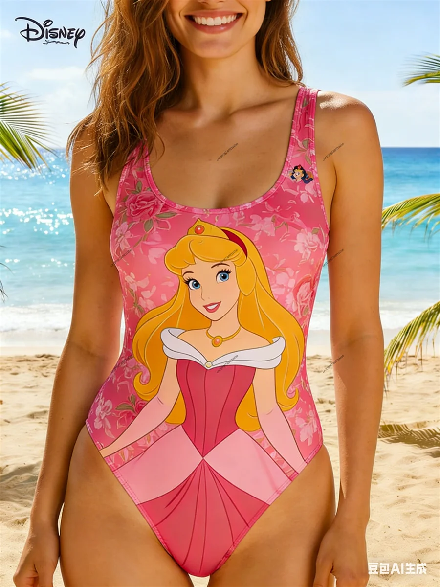 

Женский модный слитный купальник Disney для отпуска, стильный пляжный купальник для вечеринок у бассейна, модный купальный костюм для летнего отдыха