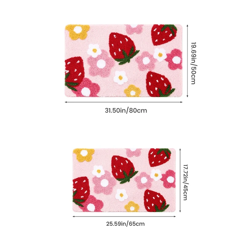 

Pink Bathroom Rugs Cute Strawberry Bath Mat Bathroom Accessories Machine Washable Bath Rug Soft Carpet Durable Easy To Use