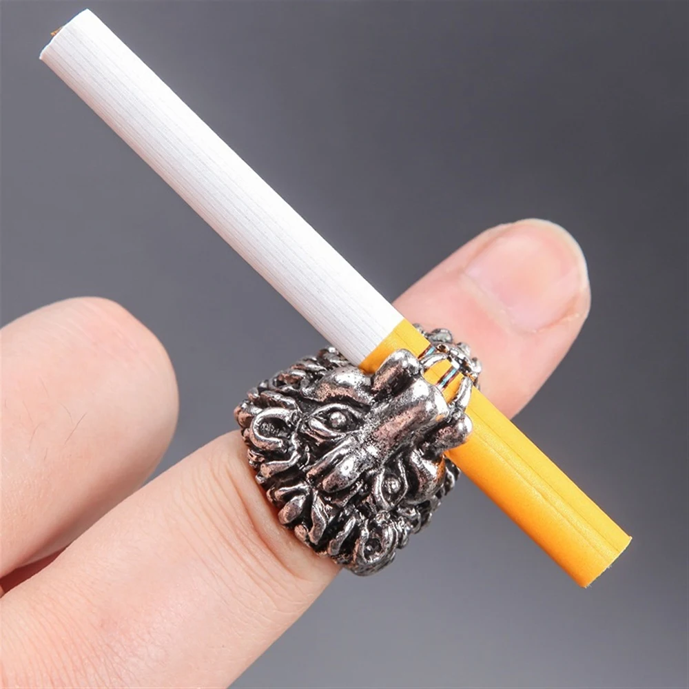 Blunt Holder For Smoking, Gold Lion Head Ring Cigarette Holder Clip Playing Games Guitarist Perfect Equipment Men Women