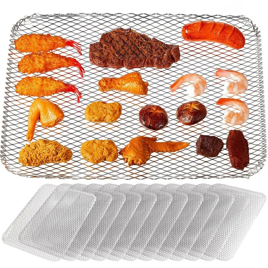 

30 Pcs Disposable Grill Topper Non Stick BBQ Grill Grates Liners 12x16 Inch Mesh Mat Disposable Sheets Pans for Outdoor Liners C