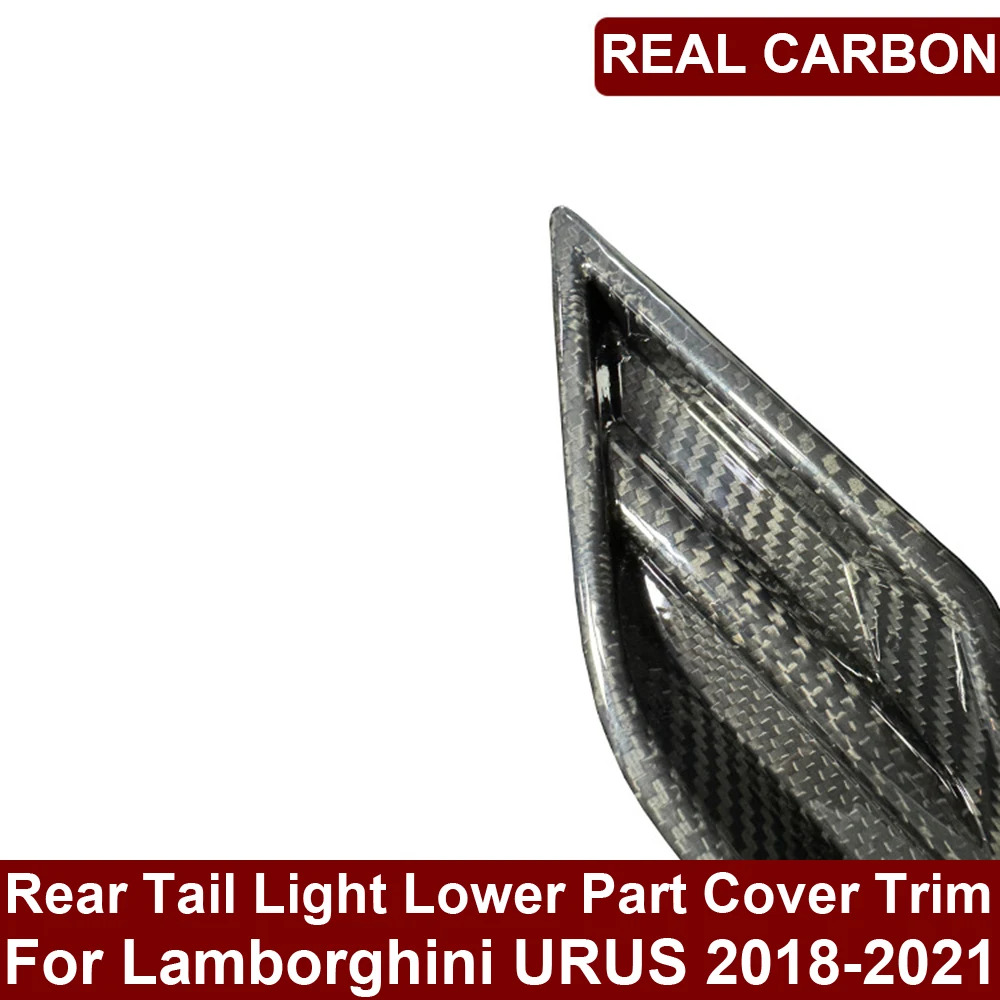 Car Real Dry Carbon Fiber Exterior Rear Tail Light Lamp Lower Part Cover Frame Trim Decoration For Lamborghini Urus 2018-21