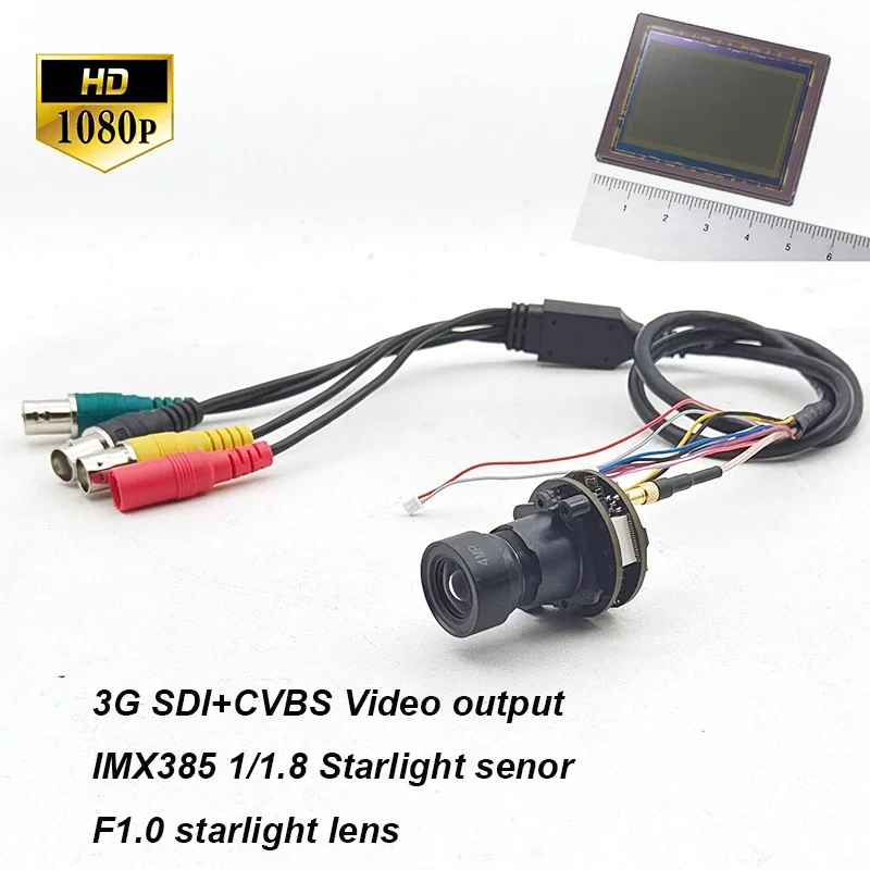 Security CCTV Starlight Low Lux IMX385 3G-SDI CVBS 1080P 60Fps 30x30mm HD-SDI Analog Industry Camera Module Board With OSD Cable